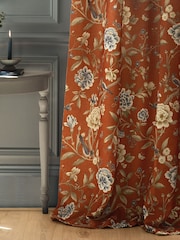 Sanderson Rust Porcelain Garden Matt Pencil Pleat Curtains - Image 3 of 5