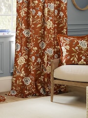 Sanderson Rust Porcelain Garden Matt Pencil Pleat Curtains - Image 4 of 5