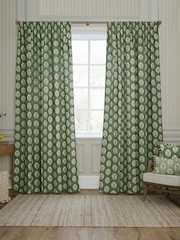 Sanderson Leaf Green Sessile Leaf Printed Pencil Pleat Curtains - Image 1 of 5
