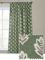 Sanderson Leaf Green Sessile Leaf Printed Pencil Pleat Curtains - Image 2 of 5