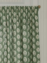 Sanderson Leaf Green Sessile Leaf Printed Pencil Pleat Curtains - Image 3 of 5