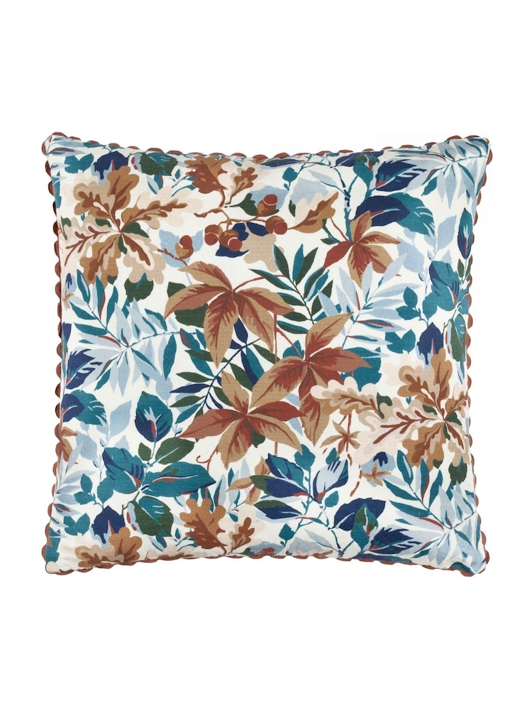 Sanderson Russet or Ink Robins Wood Woodland Flora Scalloped Cushion - Image 1 of 4