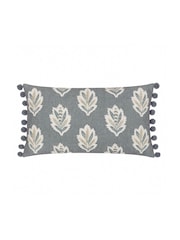 Sanderson Delph Blue Sessile Leaf Ruffled Rectangular Cushion - Image 2 of 5