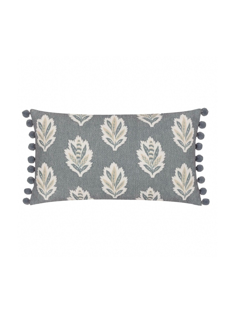 Sanderson Delph Blue Sessile Leaf Ruffled Rectangular Cushion - Image 2 of 5