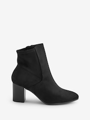 Novo Black Wide Fit Holland Stretch Block Ankle Boots - Image 2 of 5