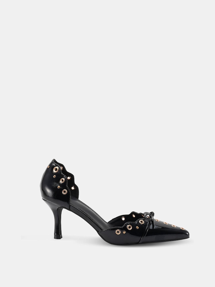 Novo Black Illasi Eyelet Two Part Court Shoes - Image 2 of 6