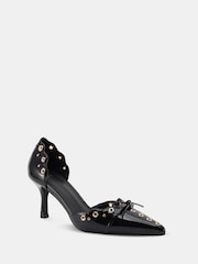 Novo Black Illasi Eyelet Two Part Court Shoes - Image 3 of 6