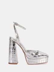 Novo Silver Ilika Platform Close Toe Heels - Image 2 of 6
