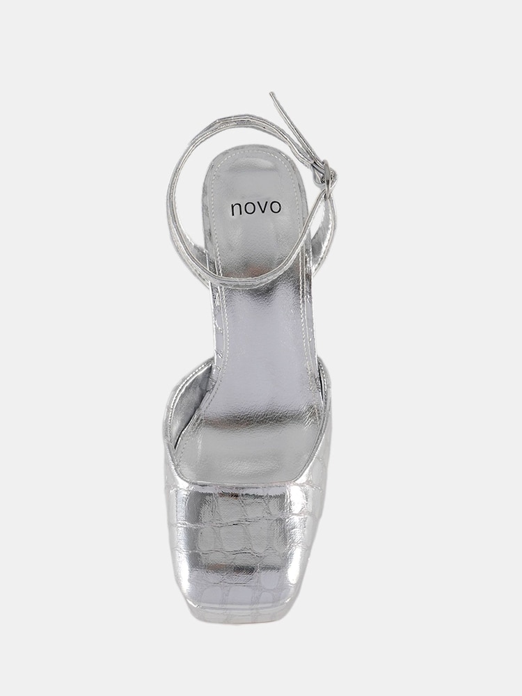 Novo Silver Ilika Platform Close Toe Heels - Image 6 of 6