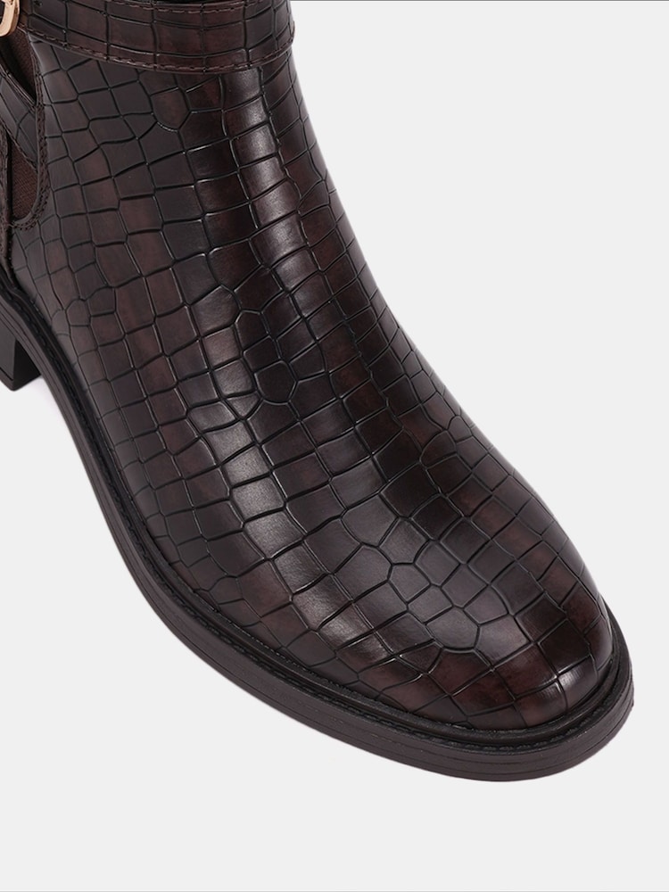 Novo Brown Wide Fit Darya Buckle Chelsea Boots - Image 6 of 6