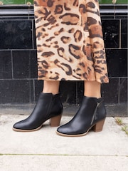 Novo Black Wide Fit Lovida Zip Block Heel Boots - Image 1 of 6