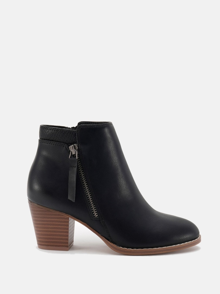 Novo Black Wide Fit Lovida Zip Block Heel Boots - Image 2 of 6