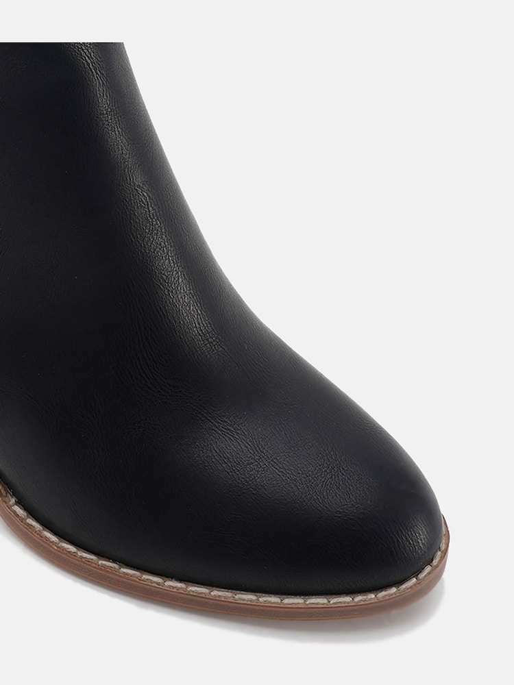 Novo Black Wide Fit Lovida Zip Block Heel Boots - Image 6 of 6
