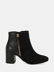 Novo Black Wide Fit Davion Zip Block Heel Ankle Boots - Image 2 of 6