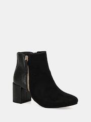 Novo Black Wide Fit Davion Zip Block Heel Ankle Boots - Image 4 of 6