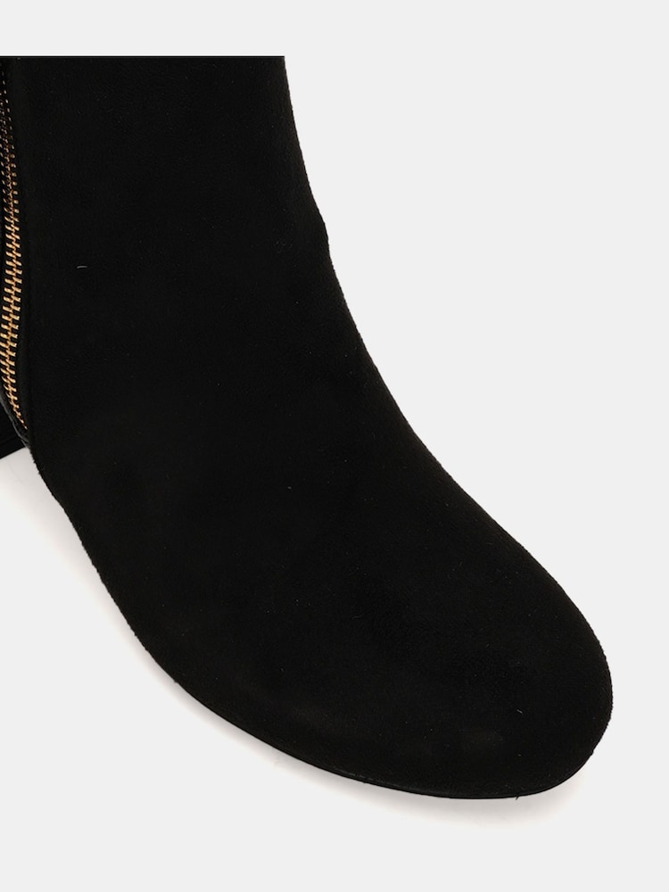 Novo Black Wide Fit Davion Zip Block Heel Ankle Boots - Image 6 of 6
