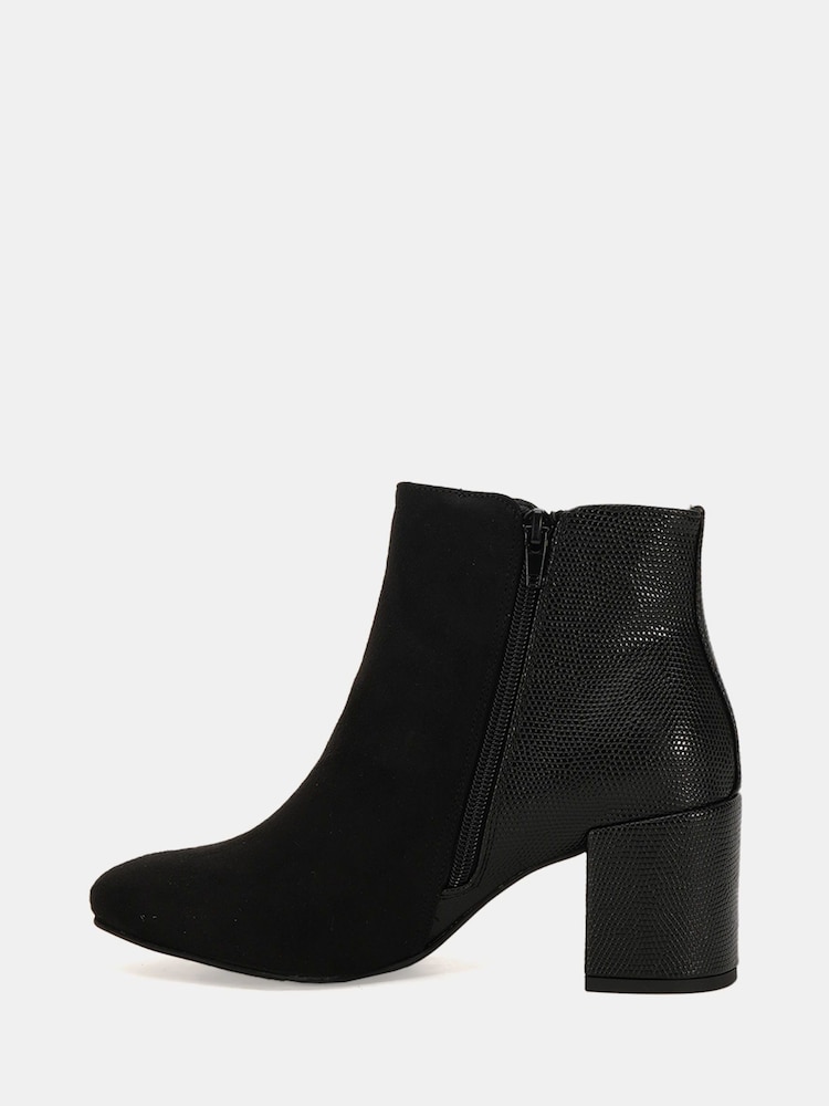 Novo Black Regular Fit Davion Zip Block Heel Ankle Boots - Image 3 of 6