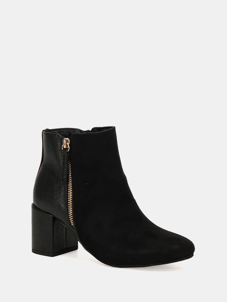 Novo Black Regular Fit Davion Zip Block Heel Ankle Boots - Image 4 of 6