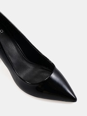 Novo Black Patent Regular Fit Illiana Block Heel Point Court Shoes - Image 6 of 6