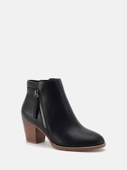 Novo Black Regular Fit Lovida Zip Block Heel Boots - Image 3 of 6