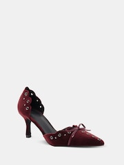 Novo Red Illasi Eyelet Two Part Court Shoes - Image 3 of 6