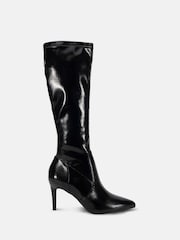 Novo Black Orleans Stretch Knee High Point Stiletto Boots - Image 2 of 5