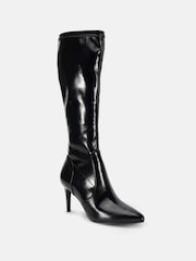 Novo Black Orleans Stretch Knee High Point Stiletto Boots - Image 4 of 5