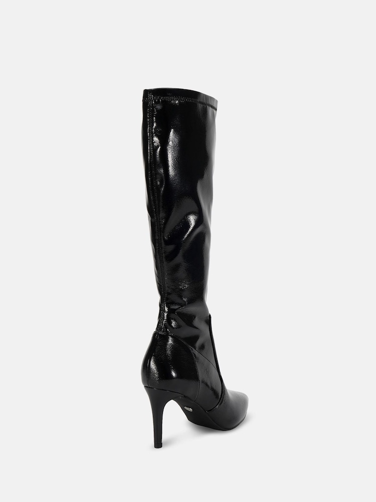 Novo Black Orleans Stretch Knee High Point Stiletto Boots - Image 5 of 5