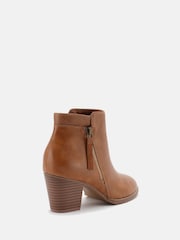 Novo Brown Wide Fit Lovida Zip Block Heel Boots - Image 4 of 5