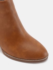 Novo Brown Wide Fit Lovida Zip Block Heel Boots - Image 5 of 5