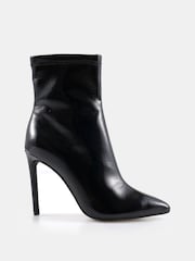 Novo Black Crinkle Patent Wide Fit Katya Point Stiletto Ankle Boots - Image 2 of 6