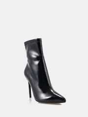 Novo Black Crinkle Patent Wide Fit Katya Point Stiletto Ankle Boots - Image 3 of 6