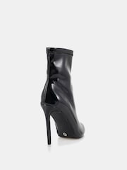 Novo Black Crinkle Patent Wide Fit Katya Point Stiletto Ankle Boots - Image 4 of 6