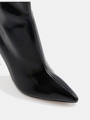 Novo Black Crinkle Patent Wide Fit Katya Point Stiletto Ankle Boots - Image 6 of 6