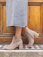 Novo Natural Regular Fit Davion Zip Block Heel Ankle Boots - Image 1 of 6
