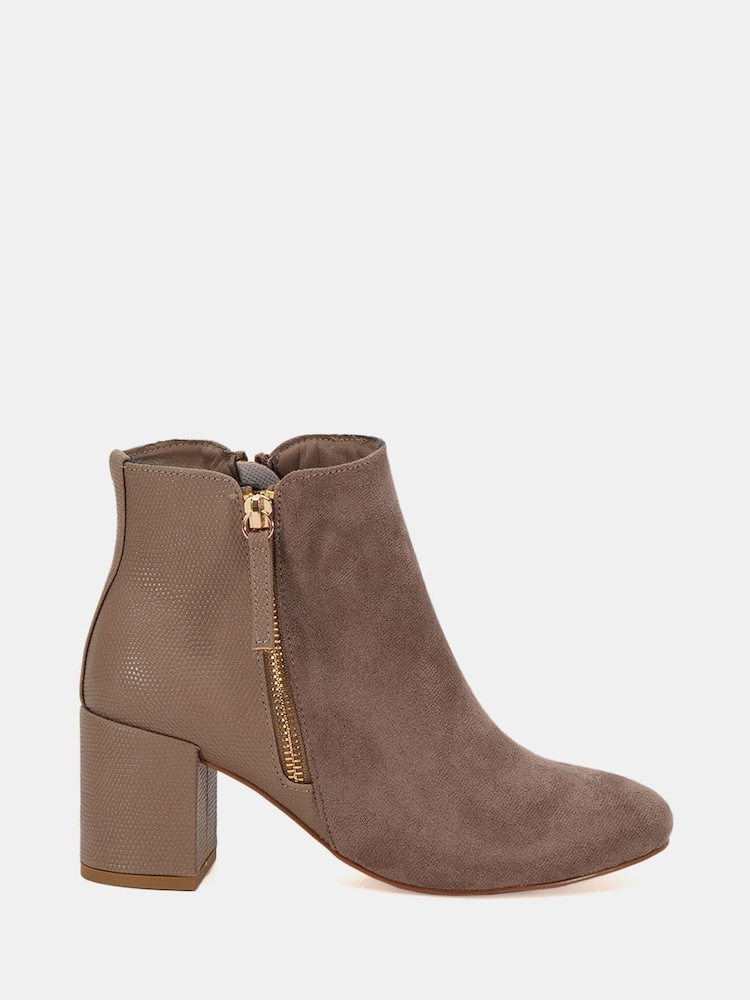 Novo Natural Regular Fit Davion Zip Block Heel Ankle Boots - Image 2 of 6