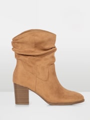 Novo Brown Regular Fit Sheryl Slouch Block Heel Boots - Image 2 of 6