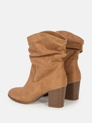 Novo Brown Regular Fit Sheryl Slouch Block Heel Boots - Image 6 of 6