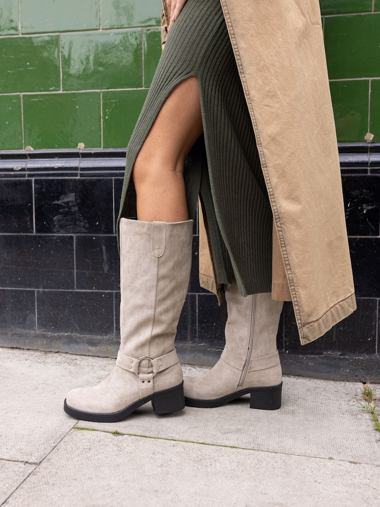 Novo Natural Delaware Harness Biker Knee Boots - Image 1 of 6