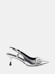 Plateado - Novo Isera Point Slingback Buckle Court Shoes - Imagen 2 de 6