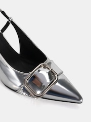 Plateado - Novo Isera Point Slingback Buckle Court Shoes - Imagen 5 de 6