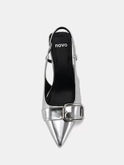 Plateado - Novo Isera Point Slingback Buckle Court Shoes - Imagen 6 de 6
