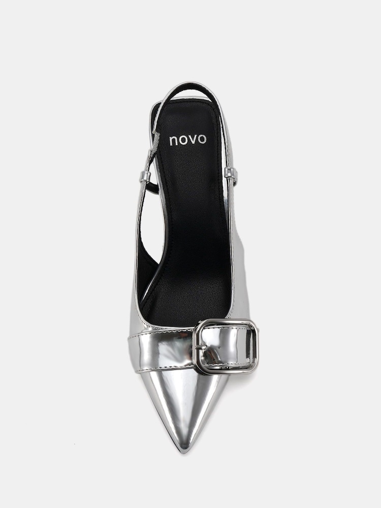 Plateado - Novo Isera Point Slingback Buckle Court Shoes - Imagen 6 de 6