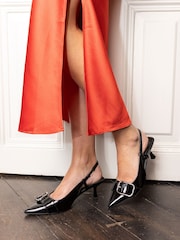 Preto - Novo Isera Point Slingback Buckle Court Shoes - Imagem 1 de 6
