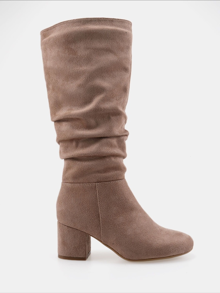 Natur - Novo ERIN Rouched Block Heel Knee High Boots - Bild 2 von 5 Natur - Novo ERIN Rouched Block Heel Knee High Boots - Bild 2 von 5