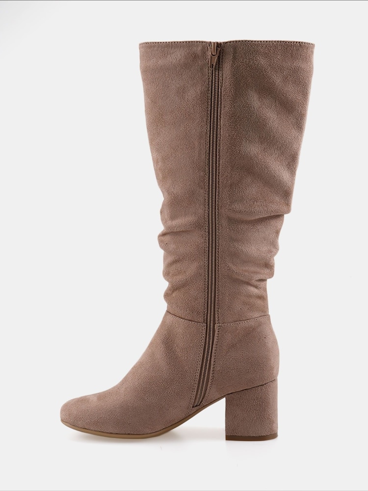 Novo Natural Standard Fit ERIN Rouched Block Heel Knee High Boots - Image 4 of 5