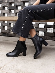 Novo Black Wide Fit Vienna Block Heel Chelsea Boots - Image 1 of 6