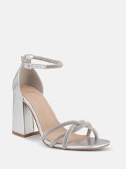 Novo Silver Cassia Diamante Block Heels - Image 3 of 6