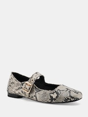 Novo Snake Print Standard Fit Cesena Mary Jane Flat Ballerina Shoes - Image 3 of 6