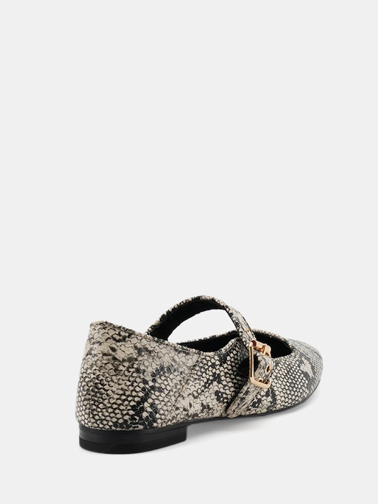 Novo Snake Print Standard Fit Cesena Mary Jane Flat Ballerina Shoes - Image 6 of 6